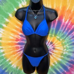 Blue Halter Bikini Set